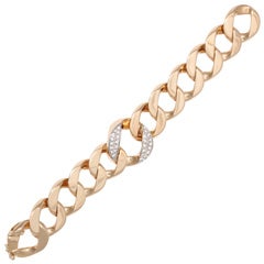 TIFFANY AND COMPANY Curb link Gold And Diamond Bracelet