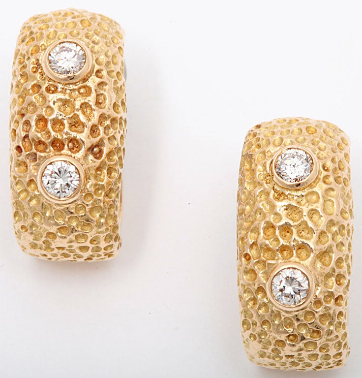 CARTIER PARIS Gold And Diamond Crater Earrings