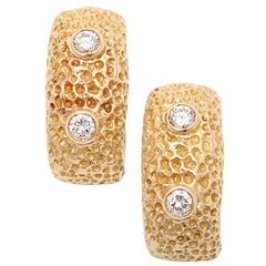 CARTIER PARIS Gold And Diamond Crater Earrings
