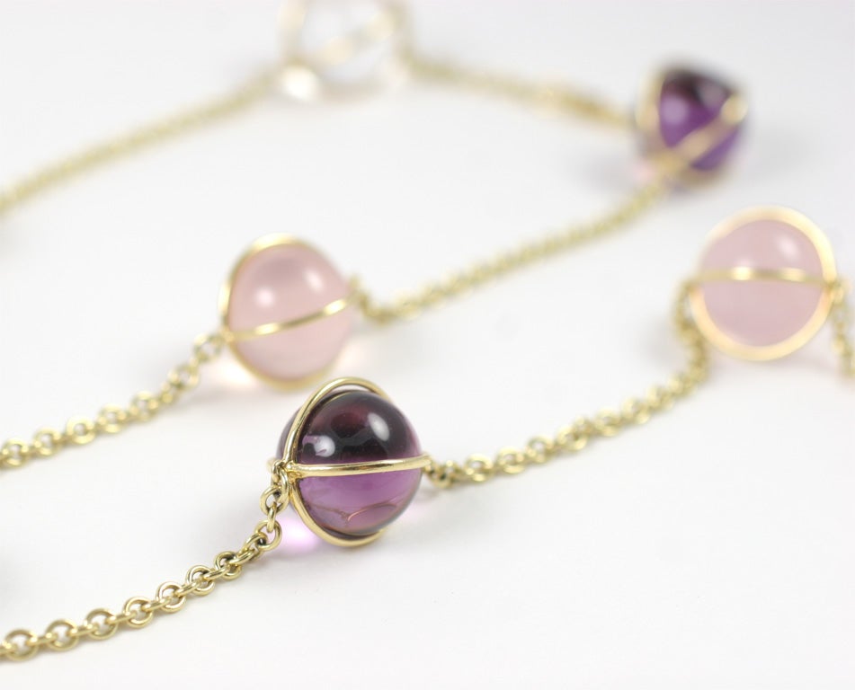 Collana a sfere multicolore 18kt in vendita 1
