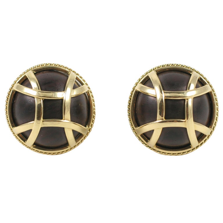 Pendiente de Oro Amarillo de 18kt y Madera