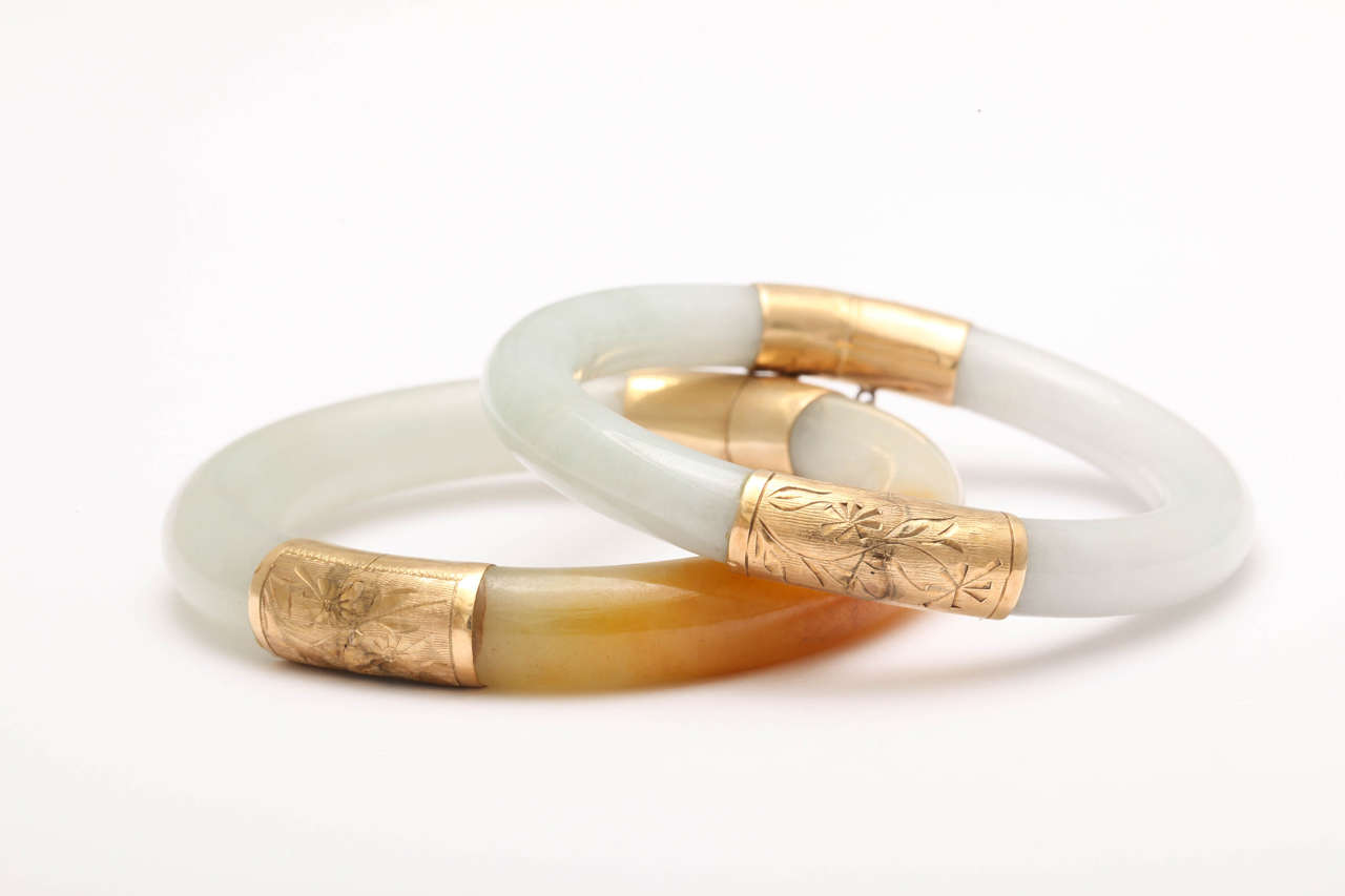 jade bangle with gold clasp