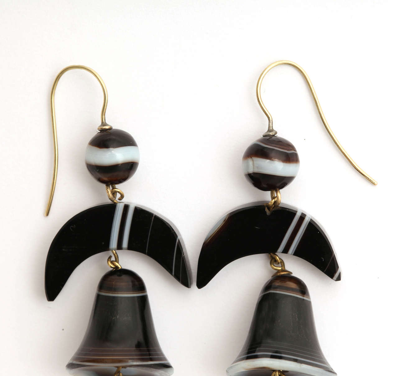 Victorian Striped Agate Bell Earrings 1