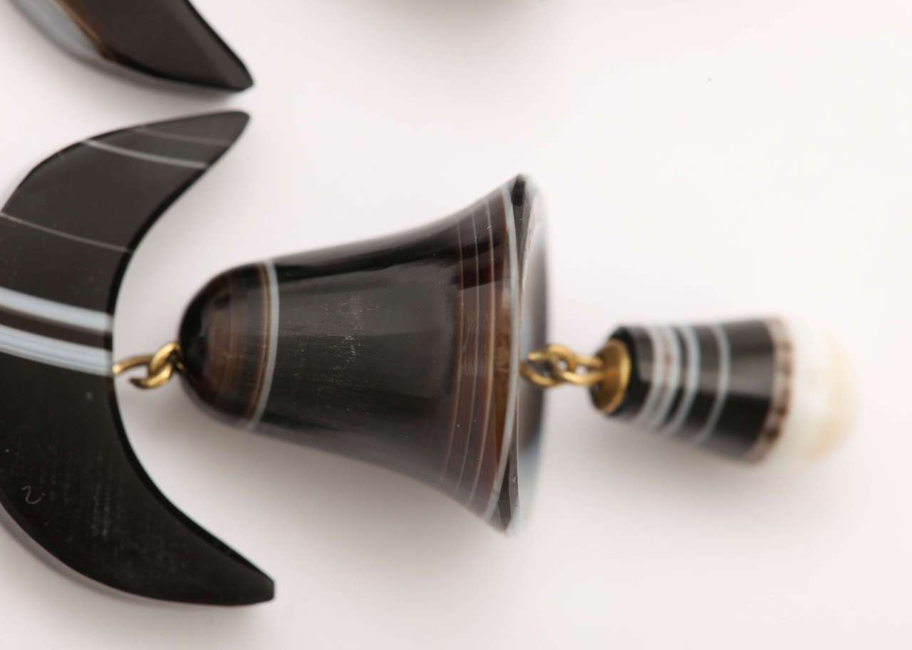 Victorian Striped Agate Bell Earrings 2