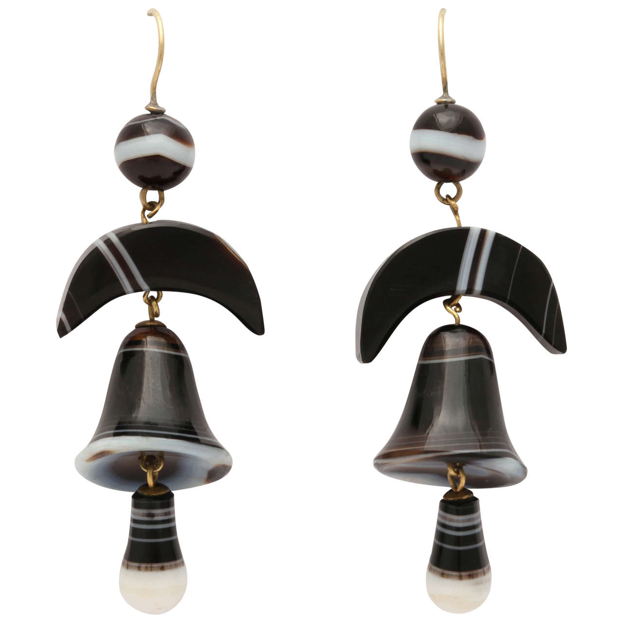 Victorian Striped Agate Bell Earrings