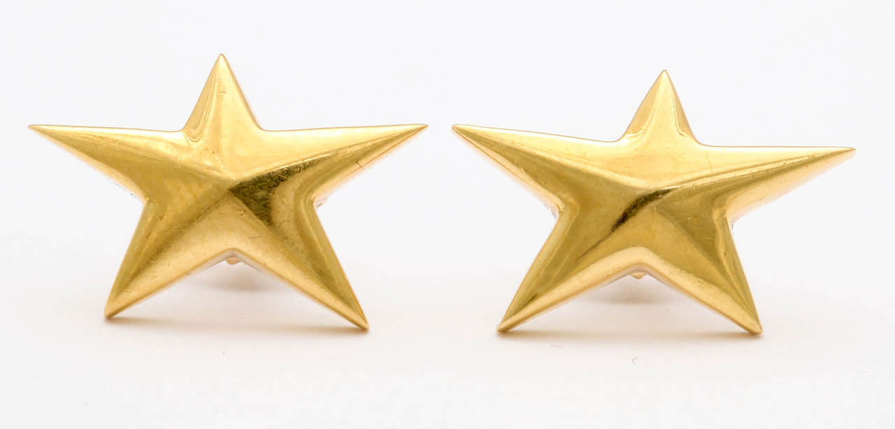 18kt Yellow Gold Star Earrings made for Tiffany & Co. signed & dated 1995.