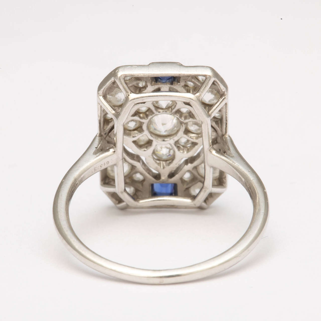 Women's Art Deco Sapphire Diamond Gold Dinner Ring