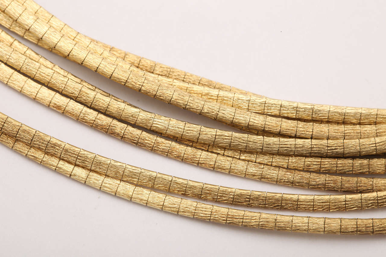 Italian 8 Strand Gold Spaghetti Necklace In Excellent Condition In New York, NY