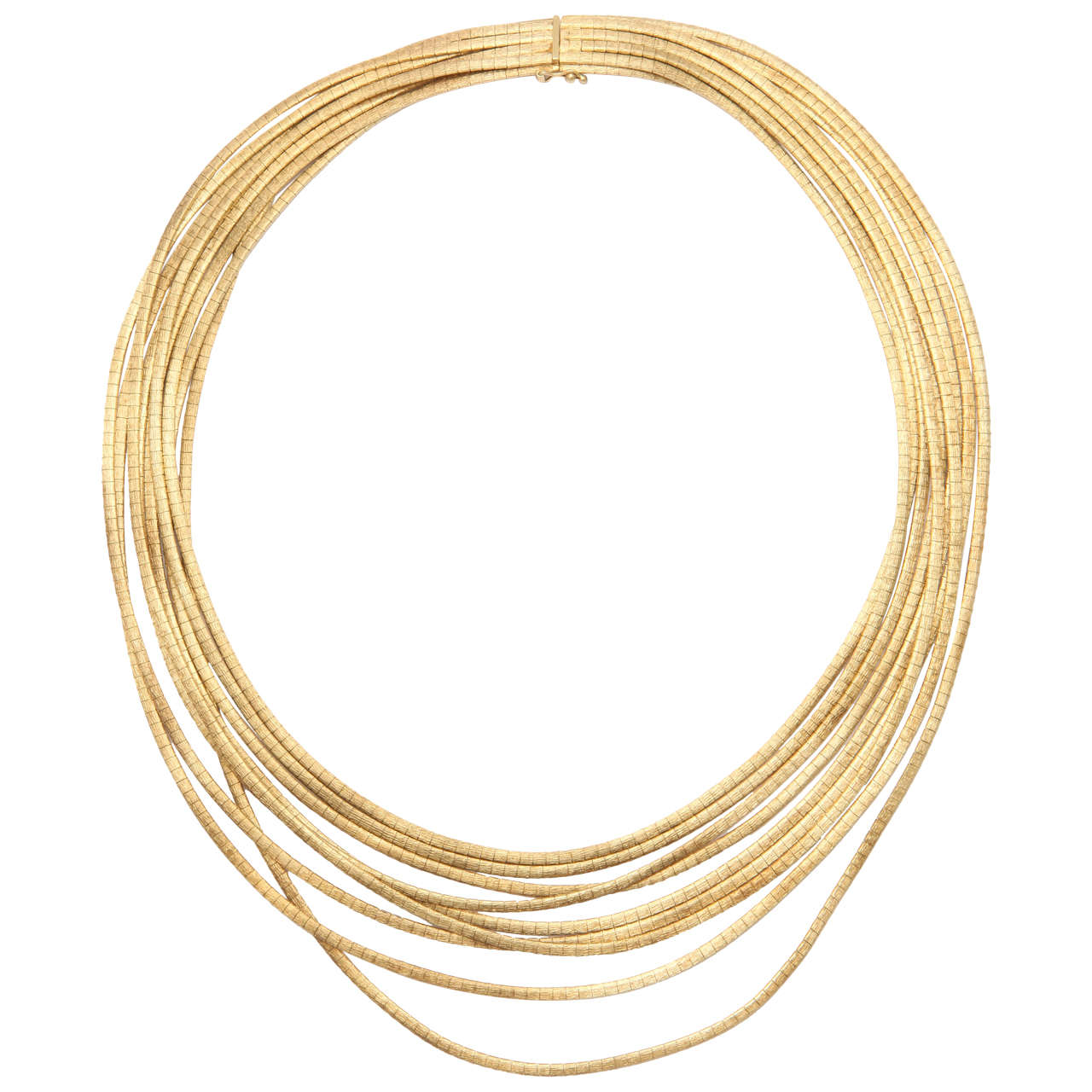 Italian 8 Strand Gold Spaghetti Necklace
