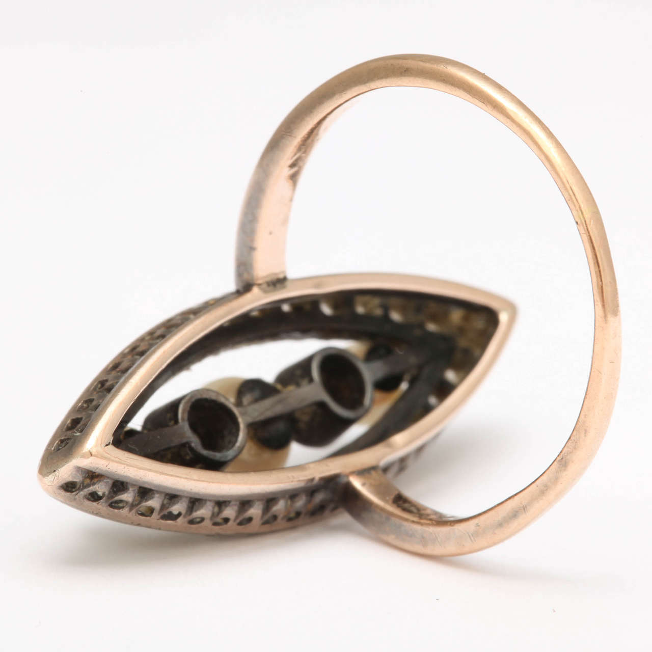 Edwardian Natural Pearl Diamond Silver Gold Engagement Ring at 1stDibs ...