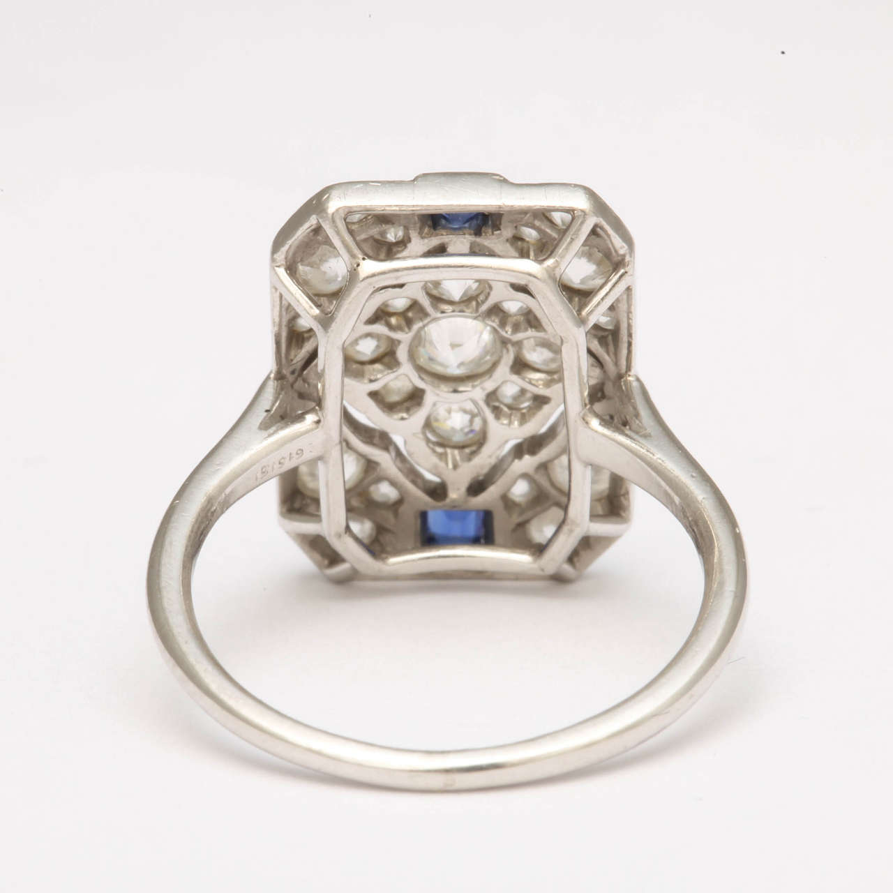 Art Deco Sapphire Diamond Gold Dinner Ring at 1stDibs