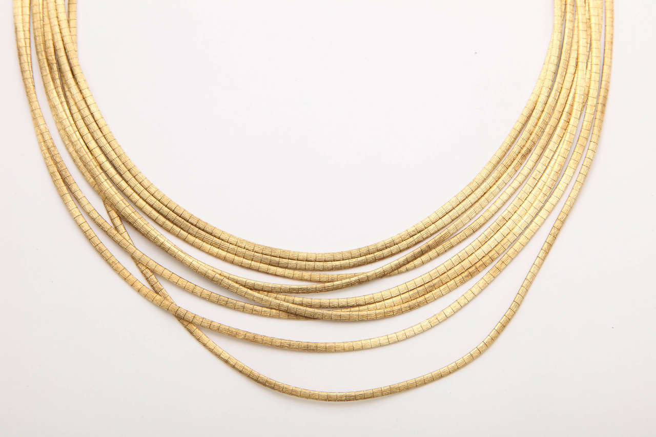 Italian 8 Strand Gold Spaghetti Necklace at 1stDibs spaghetti chain