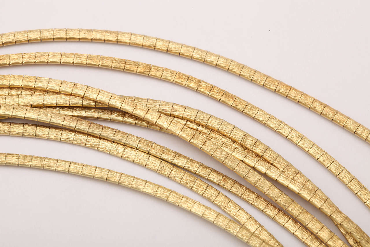 Italian 8 Strand Gold Spaghetti Necklace at 1stDibs spaghetti chain