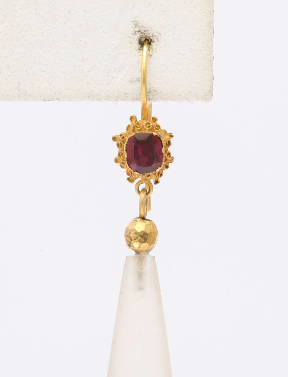 Mixed Cut Antique Victorian Garnet and Chalcedony Chandelier Earrings