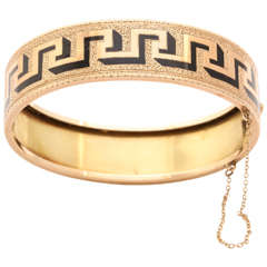 Boldly Graphic Gold Victorian Greek Key Bangle 6