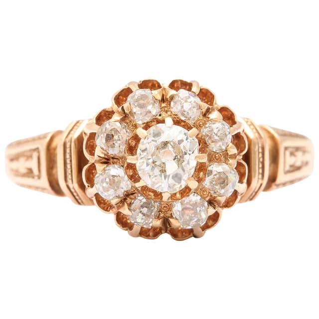 Edwardian Pave Diamond Ring in Marquise Form For Sale at 1stDibs