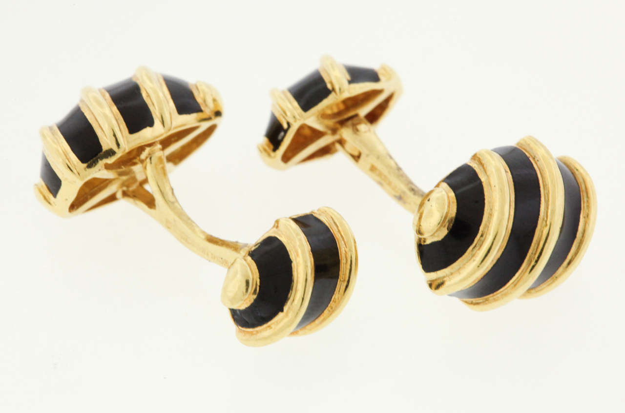 Jean Schlumberger for Tiffany Enamel Gold Cufflinks 2