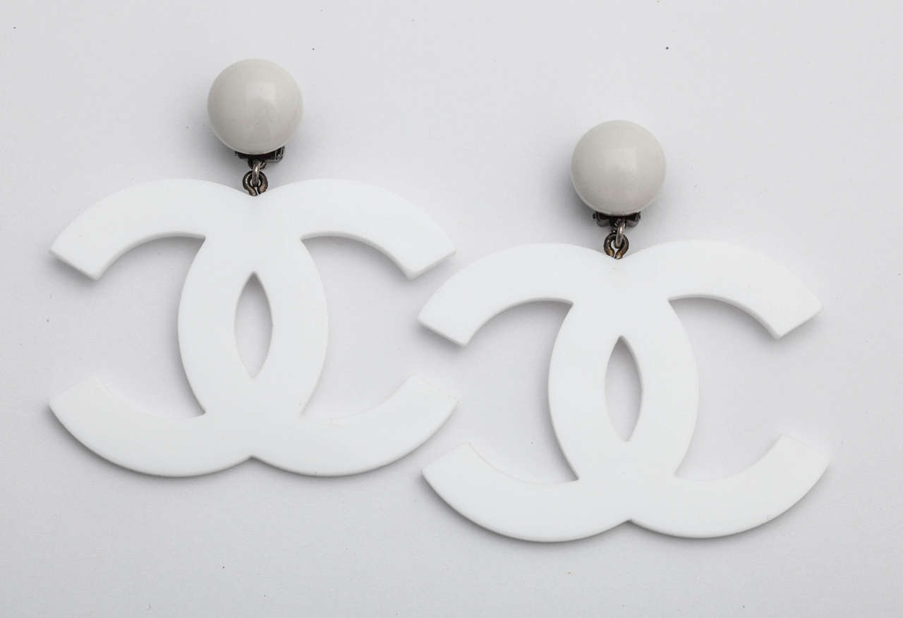 Very rare Chanel large iconic CC dangling earrings.