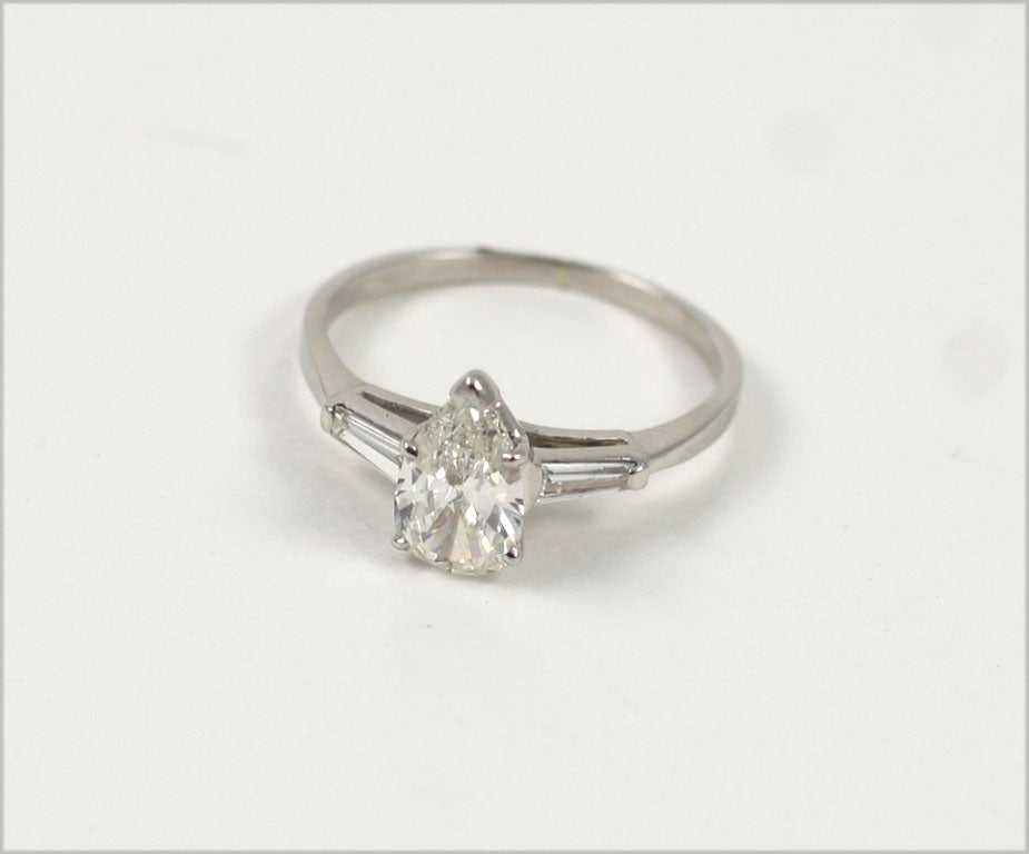 Pear Shaped Diamond Engagement Ring, 1.10 CTS 1