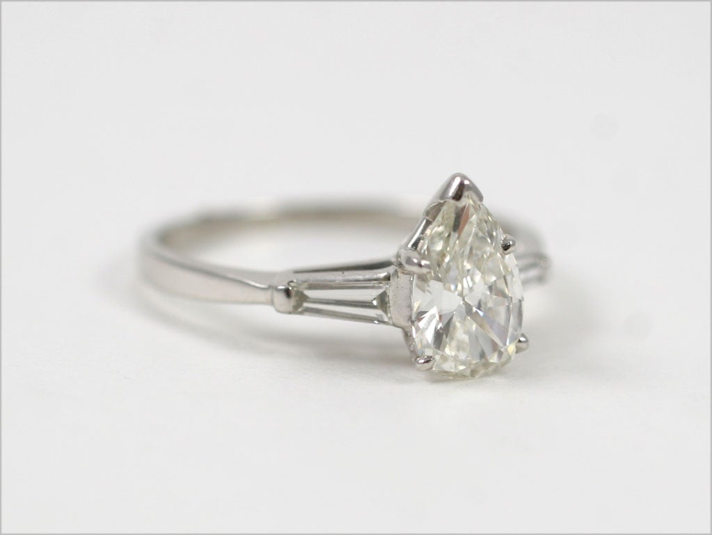 Pear Shaped Diamond Engagement Ring, 1.10 CTS 7