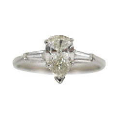 Pear Shaped Diamond Engagement Ring, 1.10 CTS