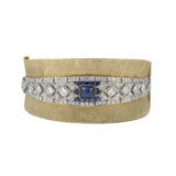 Art Deco Sapphire & Diamond Bracelet on 1960's Bangle, 5 CTS