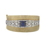 Art Deco Sapphire 
Diamond Bracelet on 1960
s Bangle, 5 CTS