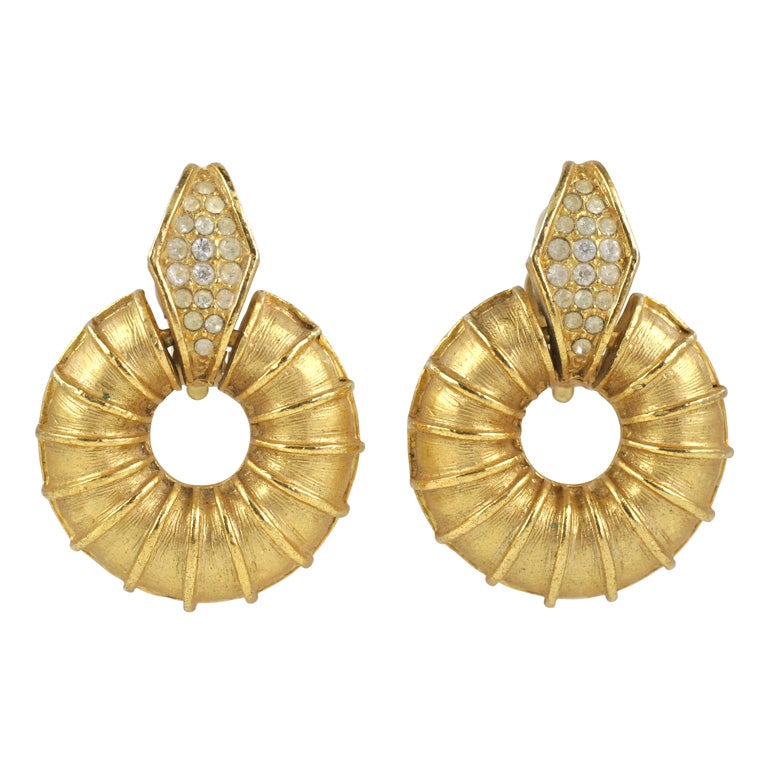 "Gold" Ribbed Donut Earrings, Costume Jewelry For Sale