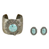 Silvertone Cuff and Earrings 9