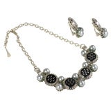 Grey "Pearl" and Black Necklace and Earrings 10