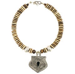 Bone and Silver Medallion Necklace 6