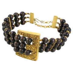 K.J.Lane Wood Beaded Choker Necklace 6