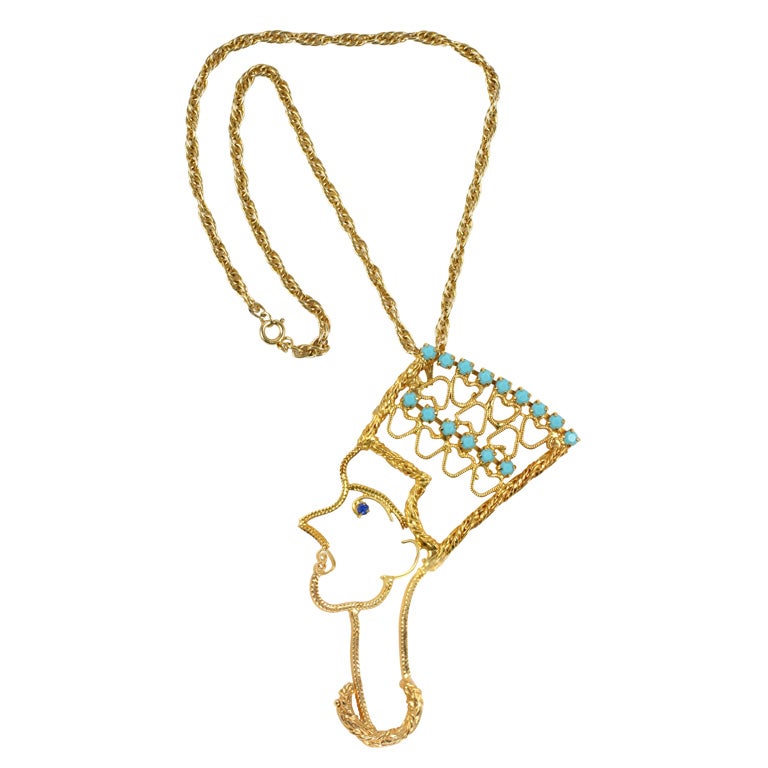 Nefertiti Halskette mit Nefertiti-Anhänger, Kostümschmuck