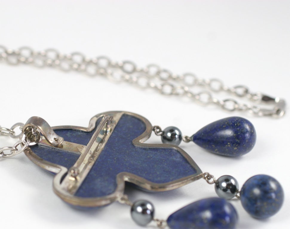 Les Bernard Lapis Lazuli Pendant Necklace For Sale 2