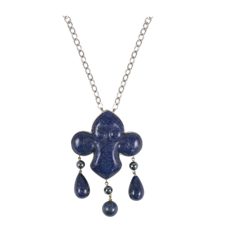 Les Bernard Lapis Lazuli Pendant Necklace For Sale