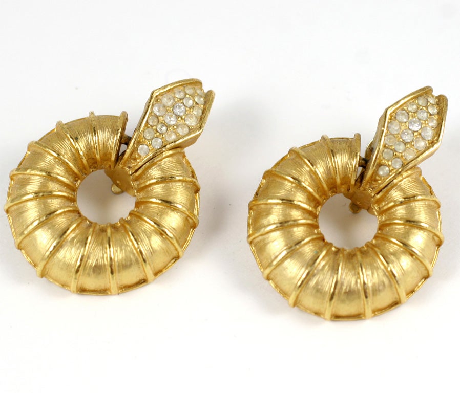 "Gold" Ribbed Donut Earrings, Costume Jewelry For Sale at 1stDibs