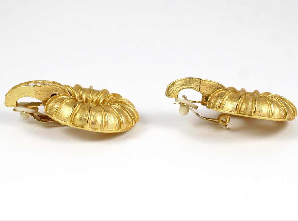 "Gold" Ribbed Donut Earrings, Costume Jewelry For Sale at 1stDibs