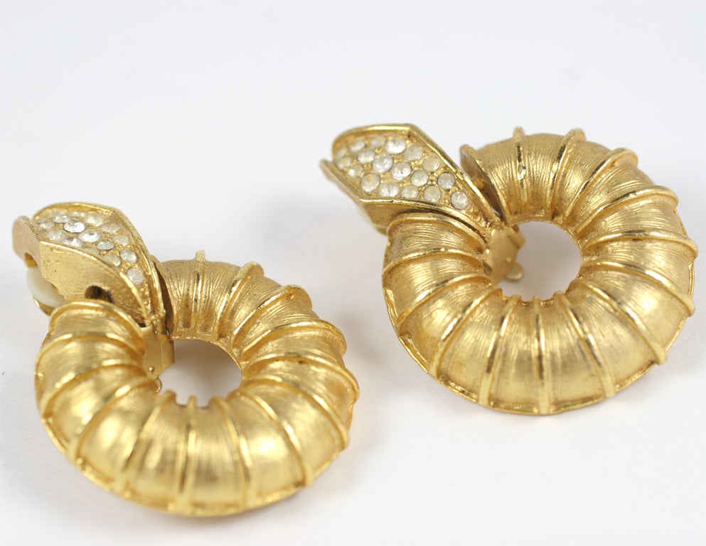 "Gold" Ribbed Donut Earrings, Costume Jewelry For Sale at 1stDibs