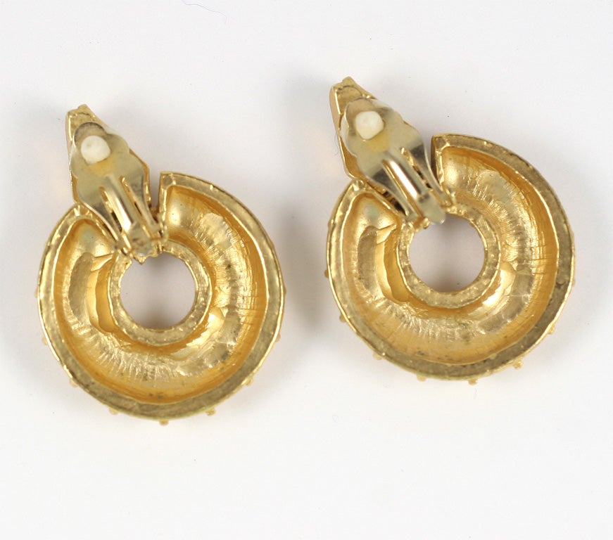 "Gold" Ribbed Donut Earrings, Costume Jewelry For Sale at 1stDibs