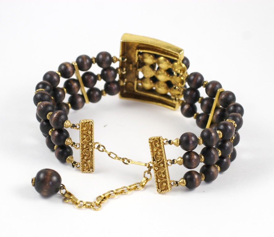 K.J. Lane Wood Beaded Choker Necklace