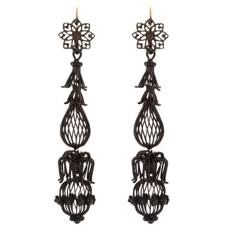 Utterly Fabulous Berlin Iron Earrings at 1stDibs