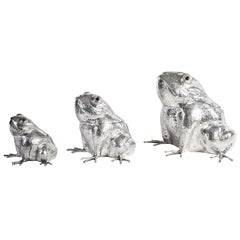 Mario Buccellati  Set of Three Frog Silver Boxes