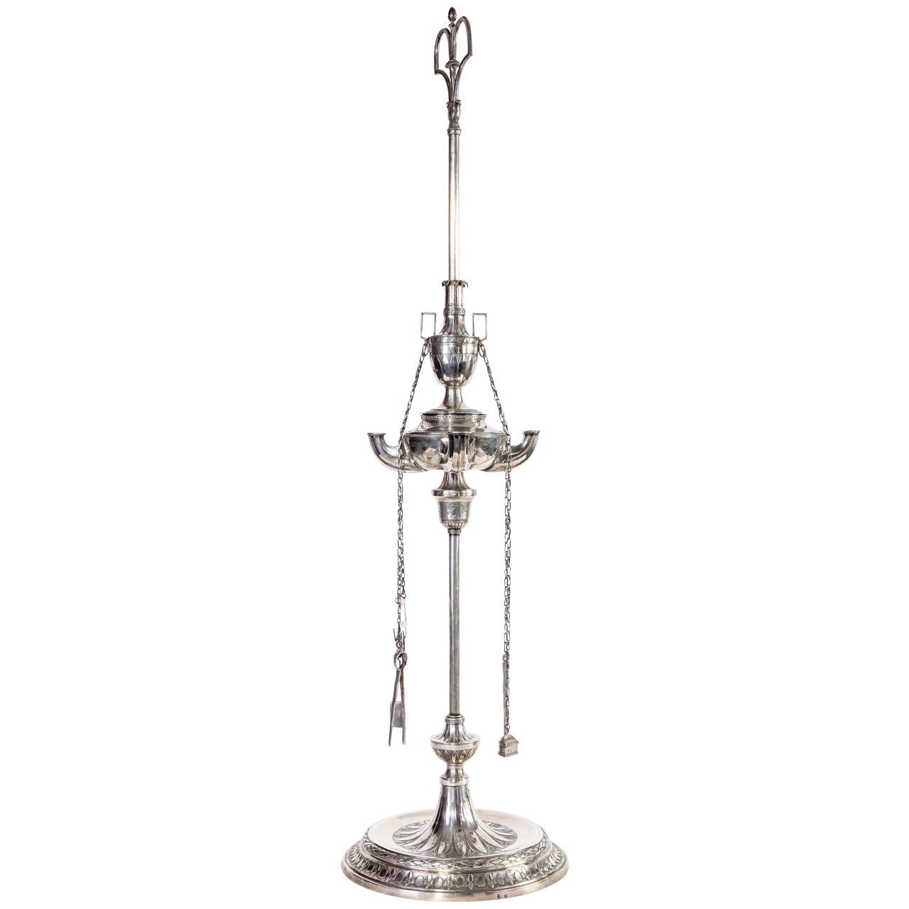Antique Silver Oil Lamp Alessandro Maldura For Sale