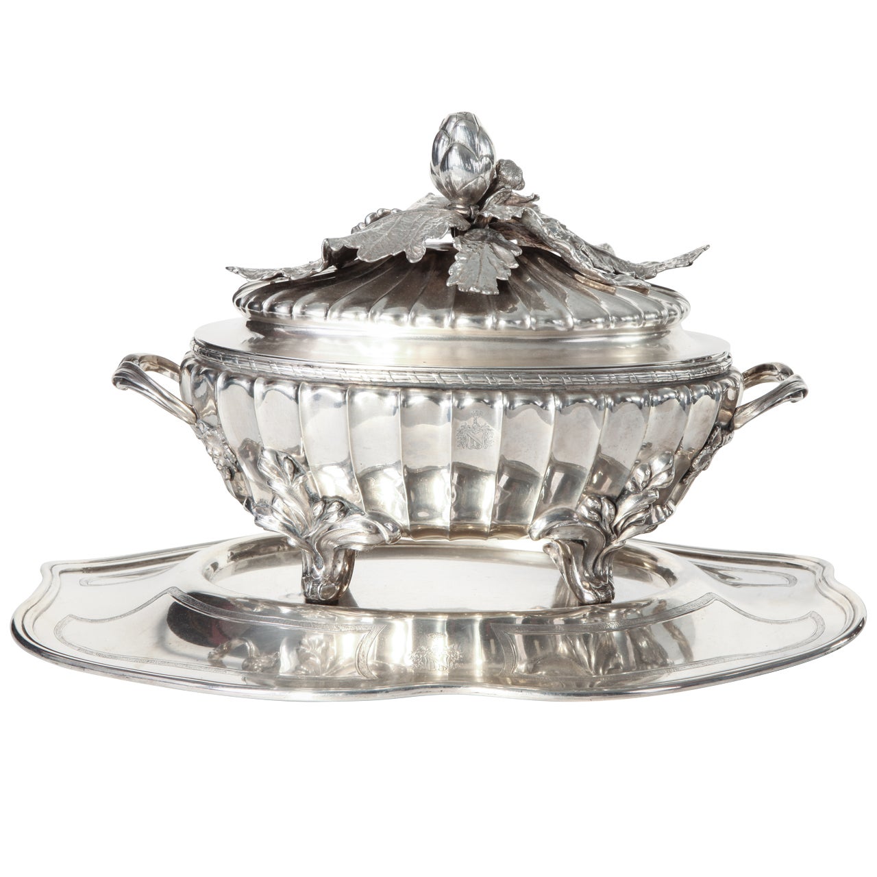 Danish Silver Soup toureen and Plate 1853 For Sale