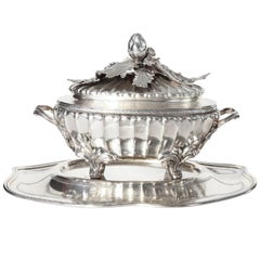 Danish Silver Soup toureen and Plate 1853