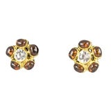 Rhinestone and Poured Glass Ear Clips by Chanel