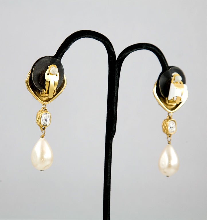 Rhinestone and Pearl Earrings by Chanel 1