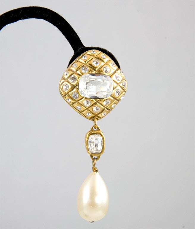 Rhinestone and Pearl Earrings by Chanel 3