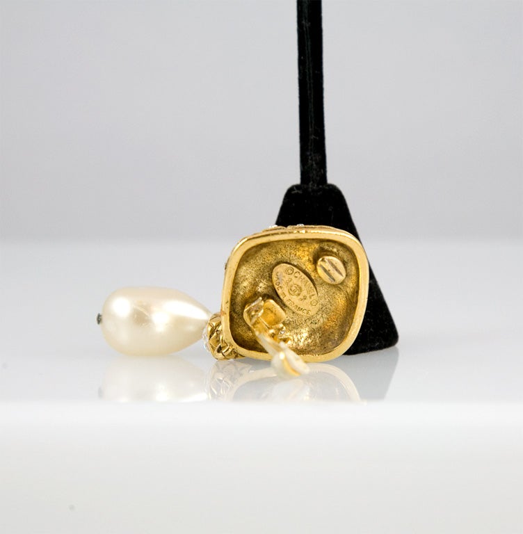 Rhinestone and Pearl Earrings by Chanel 4