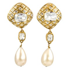 Retro Rhinestone and Pearl Earrings by Chanel